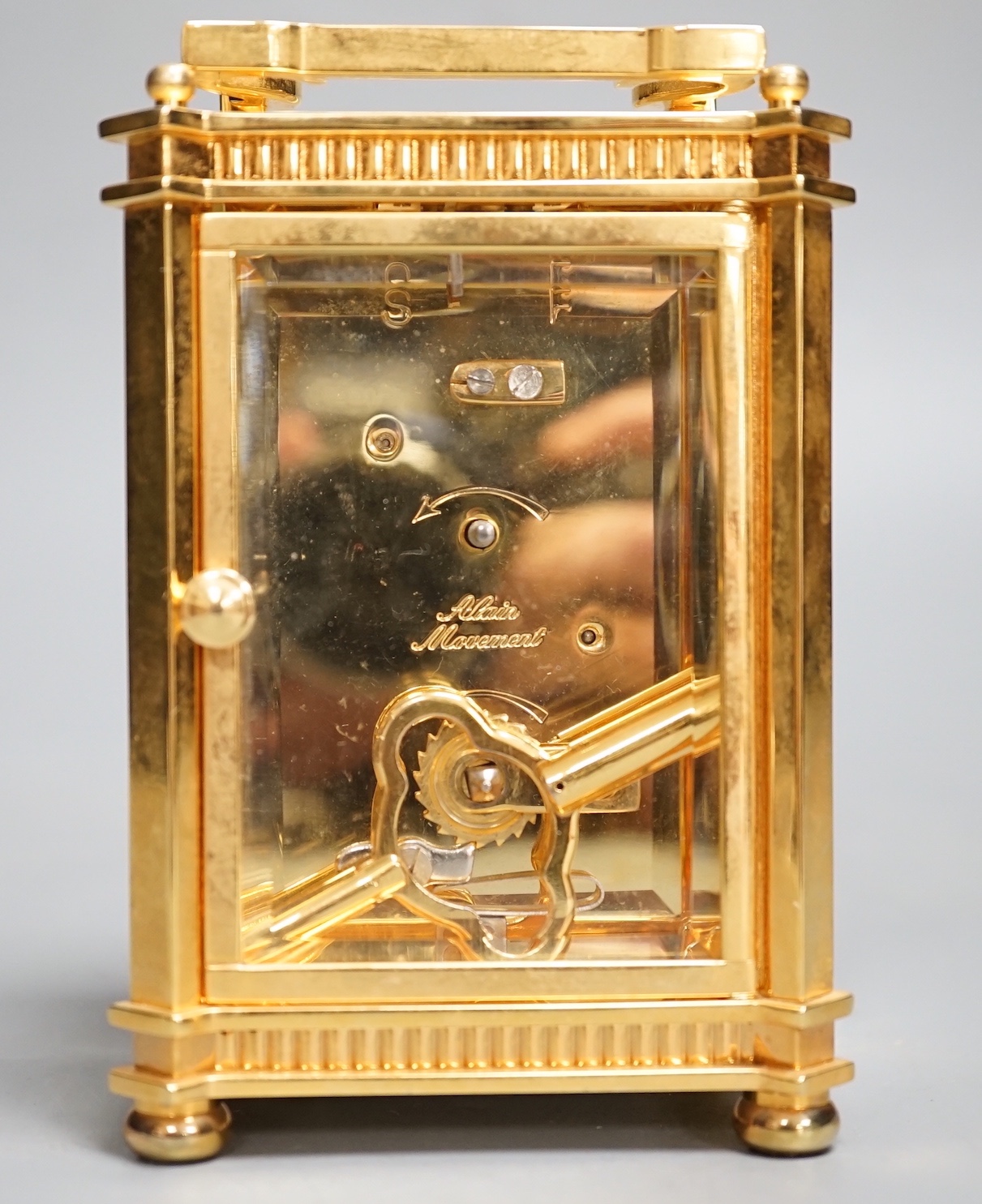 A Golden Jubilee commemorative carriage timepiece, retailed by Sewills - 12cm high